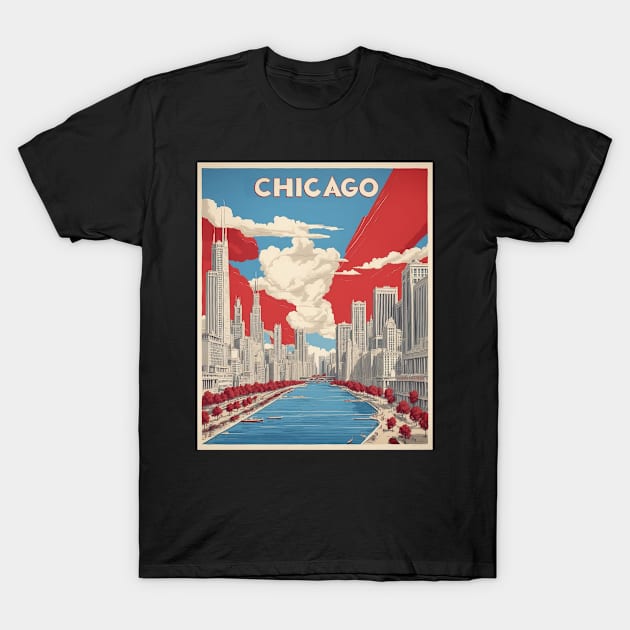 Chicago Illinois United States of America Tourism Vintage Poster T-Shirt by TravelersGems